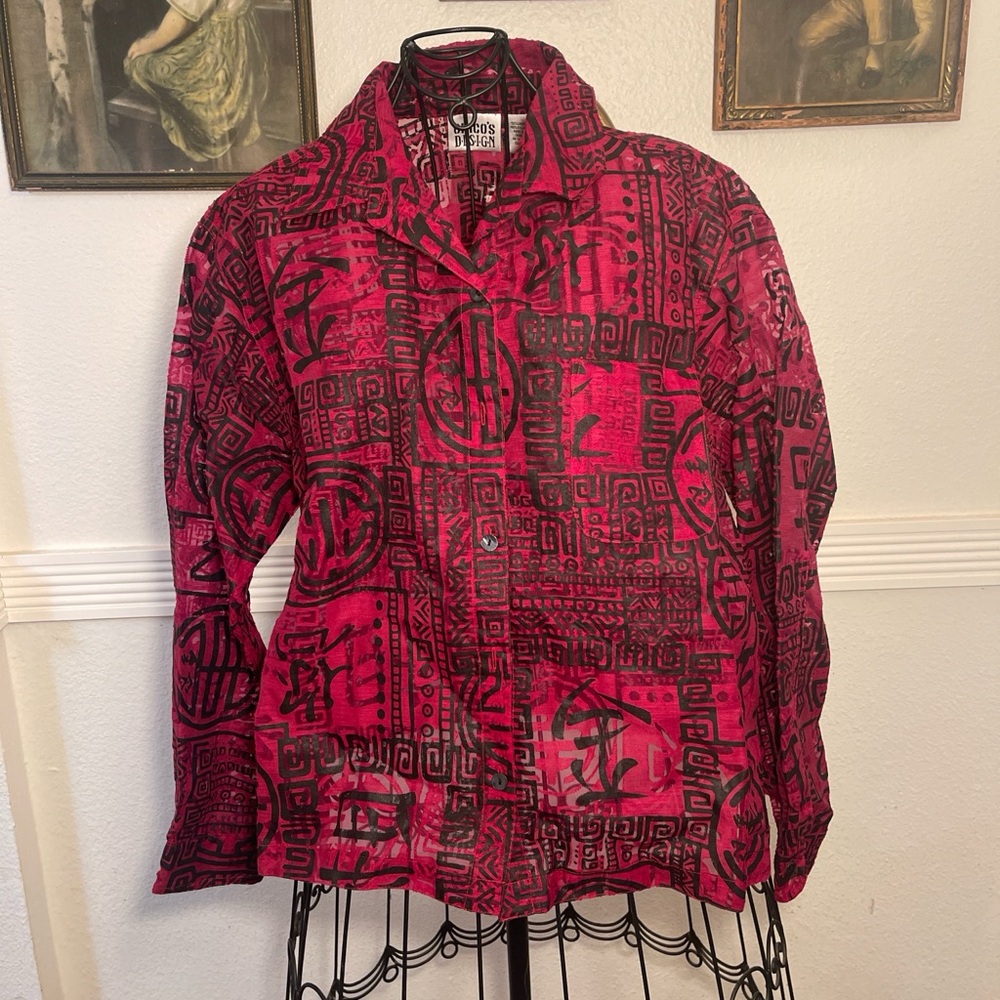 Chico's Red and Black Patterned Casual Shirt